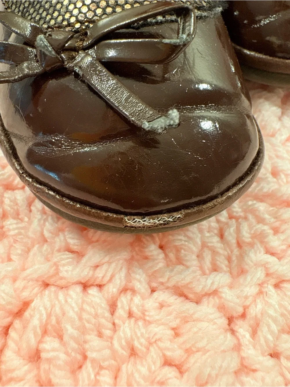 Angel Girls Patent Mary Jane Dress Shoes in Dark Brown with Pink Lining